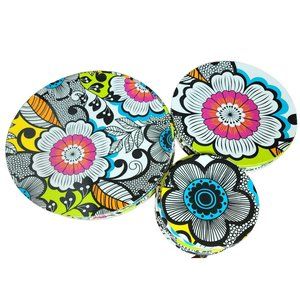 19 Piece HD Designs Outdoors Melamine Bright Floral Dishes Plates Sauces Salad